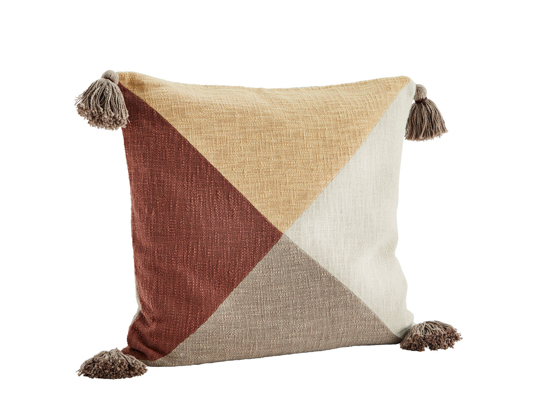 Housse de coussin XL avec pompons